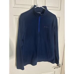 Eddie Bauer Men’s Quarter-Zip Fleece Pullover – Navy Blue (Size M)